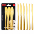 Proud Gold Stainless Steel Table Knife Set 6 Piece | Premium Dining Cutlery