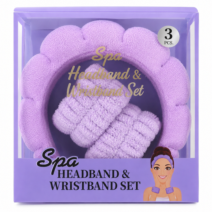Spa Headband & Wristband Set 3 Piece | Soft Microfiber Beauty Accessories