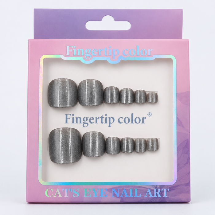 Fingertip Color Cat's Eye Nail Art Press-On Toenails