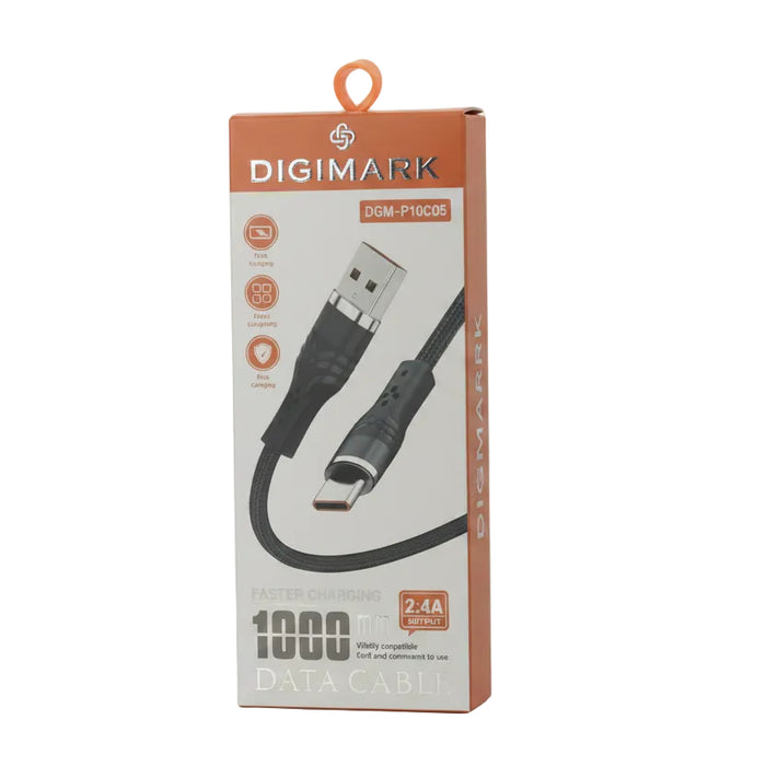 DIGIMARK DGM-P10C05 USB-A to USB-C Fast Charging Data Cable 1m 2.4A Braided Charging & Sync Cable