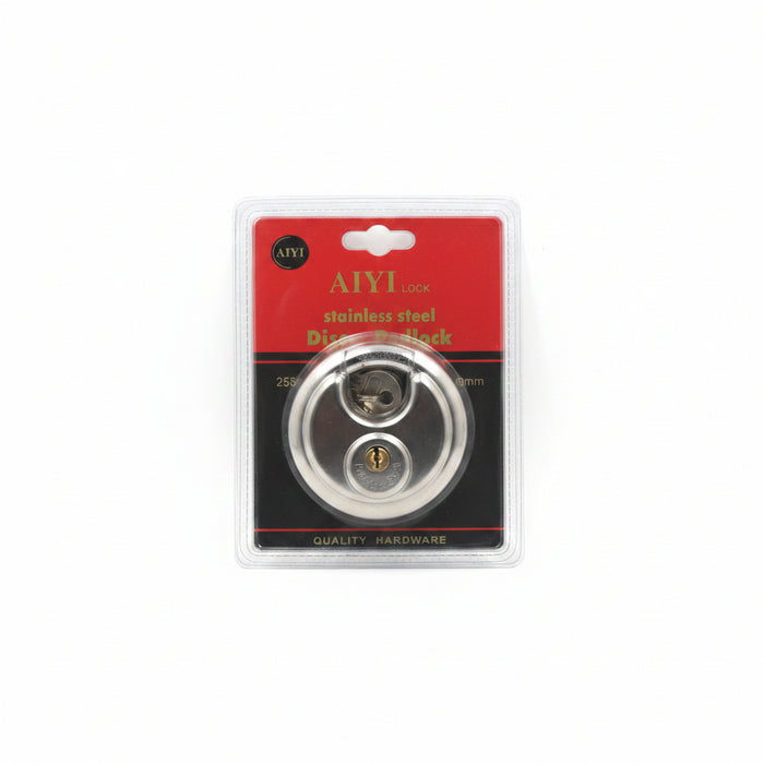 AIYI Stainless Steel Disc Padlock 80mm Heavy Duty Security Lock with 2 Keys