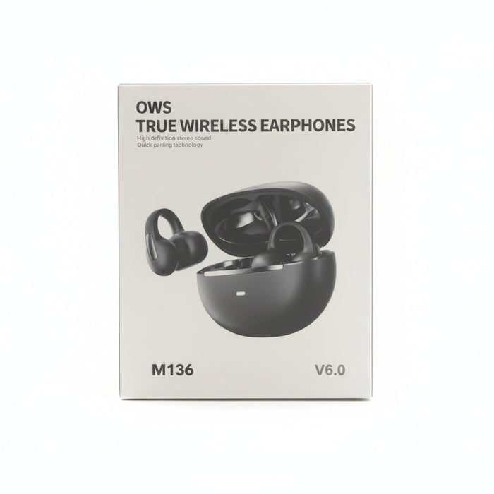 OWS M136 TWS Bluetooth V6.0 Earphones – Open-Ear, Long Battery Life, Touch Control