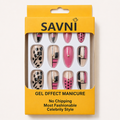 SAVNI Gel Effect Manicure Press-On Nails – Pink Fashion Design