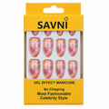 SAVNI Gel Effect Manicure Press-On Nails – Pink Floral Design