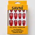 SAVNI Gel Effect Manicure Press-On Nails – Red Floral Design