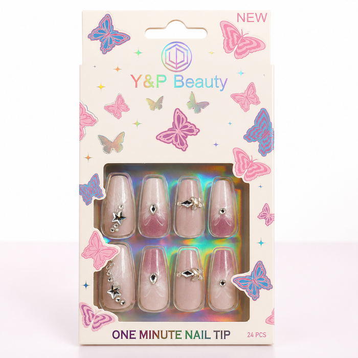 Y&P Beauty One Minute Nail Tip – 24 Piece Press-On Nail Set