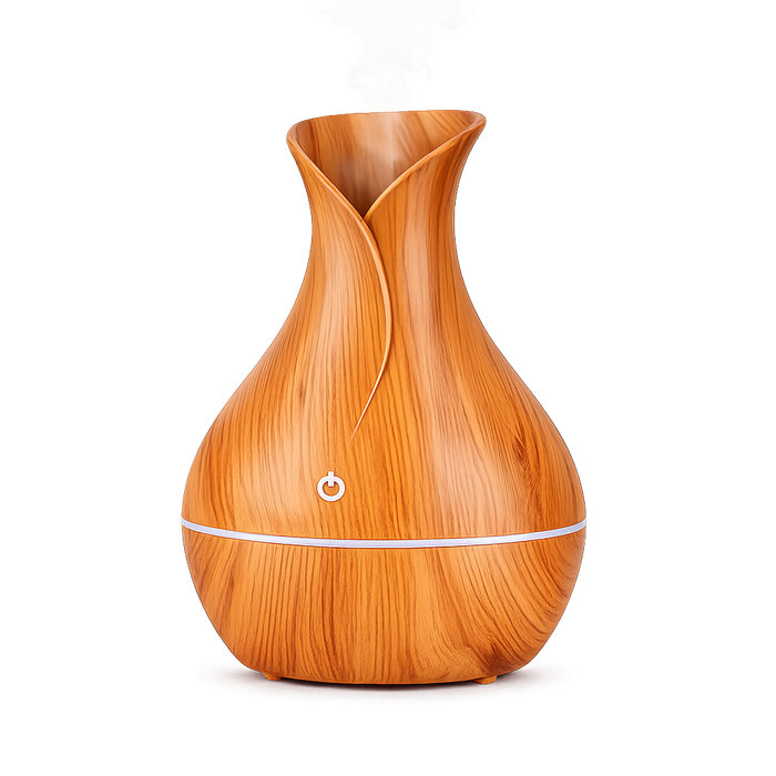 Ultrasonic Wood Grain Aroma Diffuser & Essential Oil Humidifier with LED Light