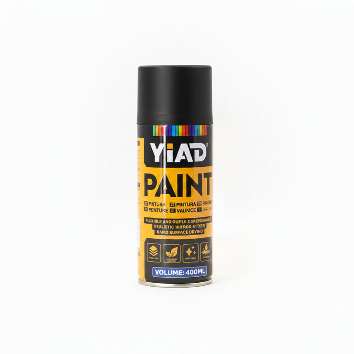 YiAD Matt Black Spray Paint 400ml – Fast Dry Multi-Purpose Aerosol Paint for Metal, Wood, Plastic & DIY Projects