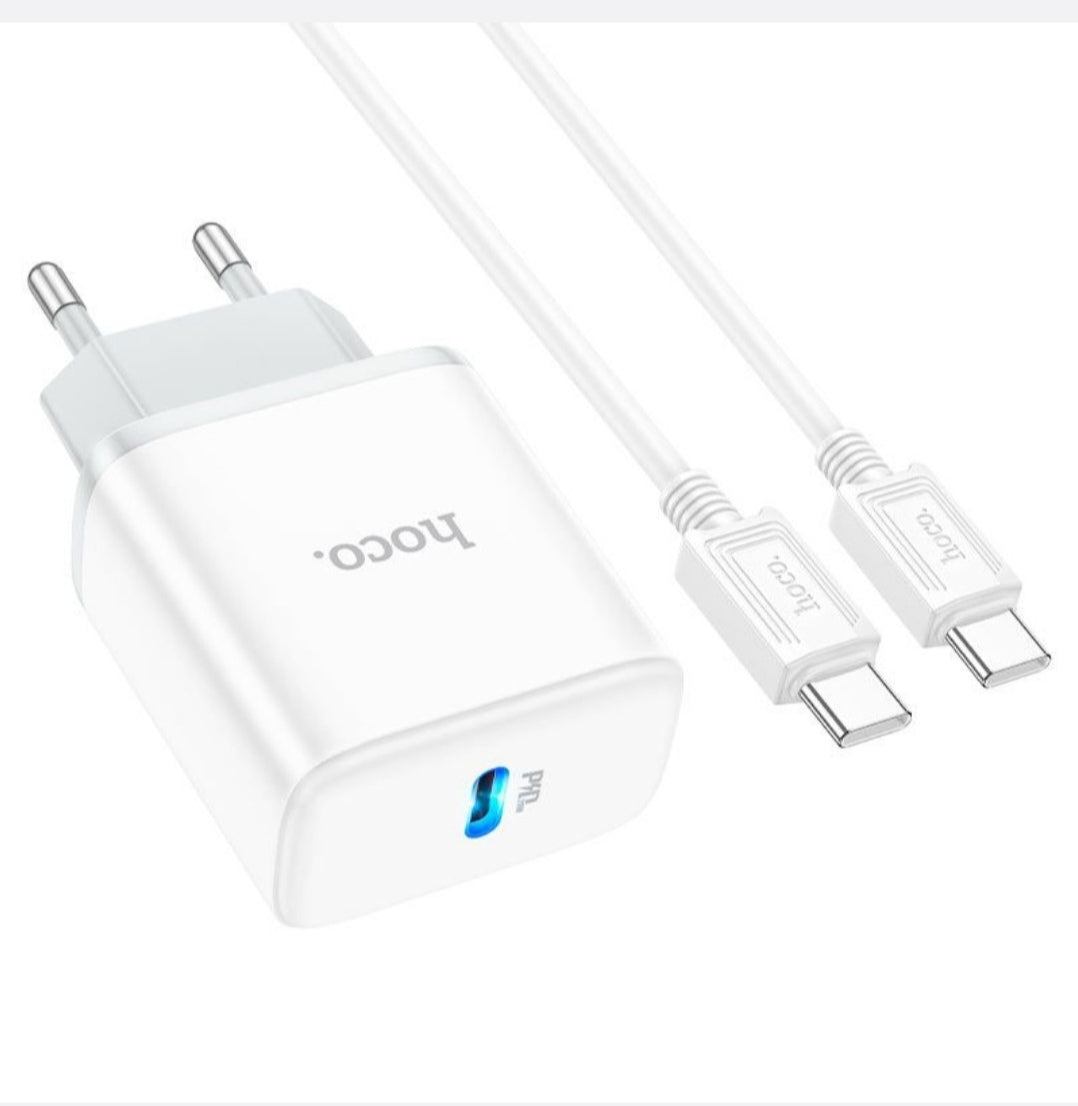 PD20 Watt Fast Type C- Charger Set With USB-C to USB-C 1Meter Cable-HOCO