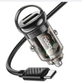 HOCO-Z53A-Fast Type C Car Charger 30W USB+Type C With C to C 1 Meter Cable