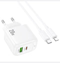 Hoco Fast Charger 20W Dual Ports with USB-C To IP 1m Cable for iPhone - CS54A